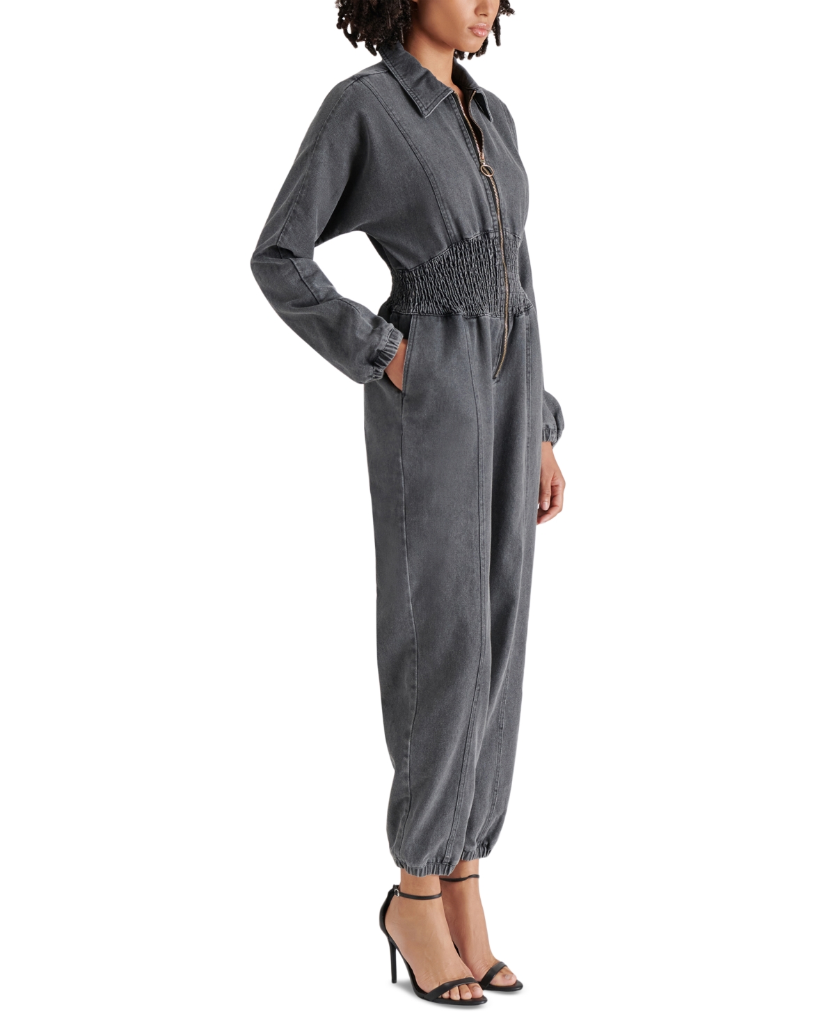 Steve Madden Women's Coya Smock-Waist Denim Jumpsuit