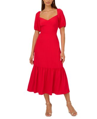 Adrianna - Women's Puffed-Sleeve Ruffled-Hem Dress