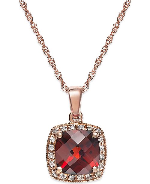 Macy's Garnet (2-1/4 ct. t.w.) and Diamond Accent Pendant Necklace in ...