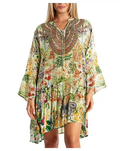 women's printed pleated short dress