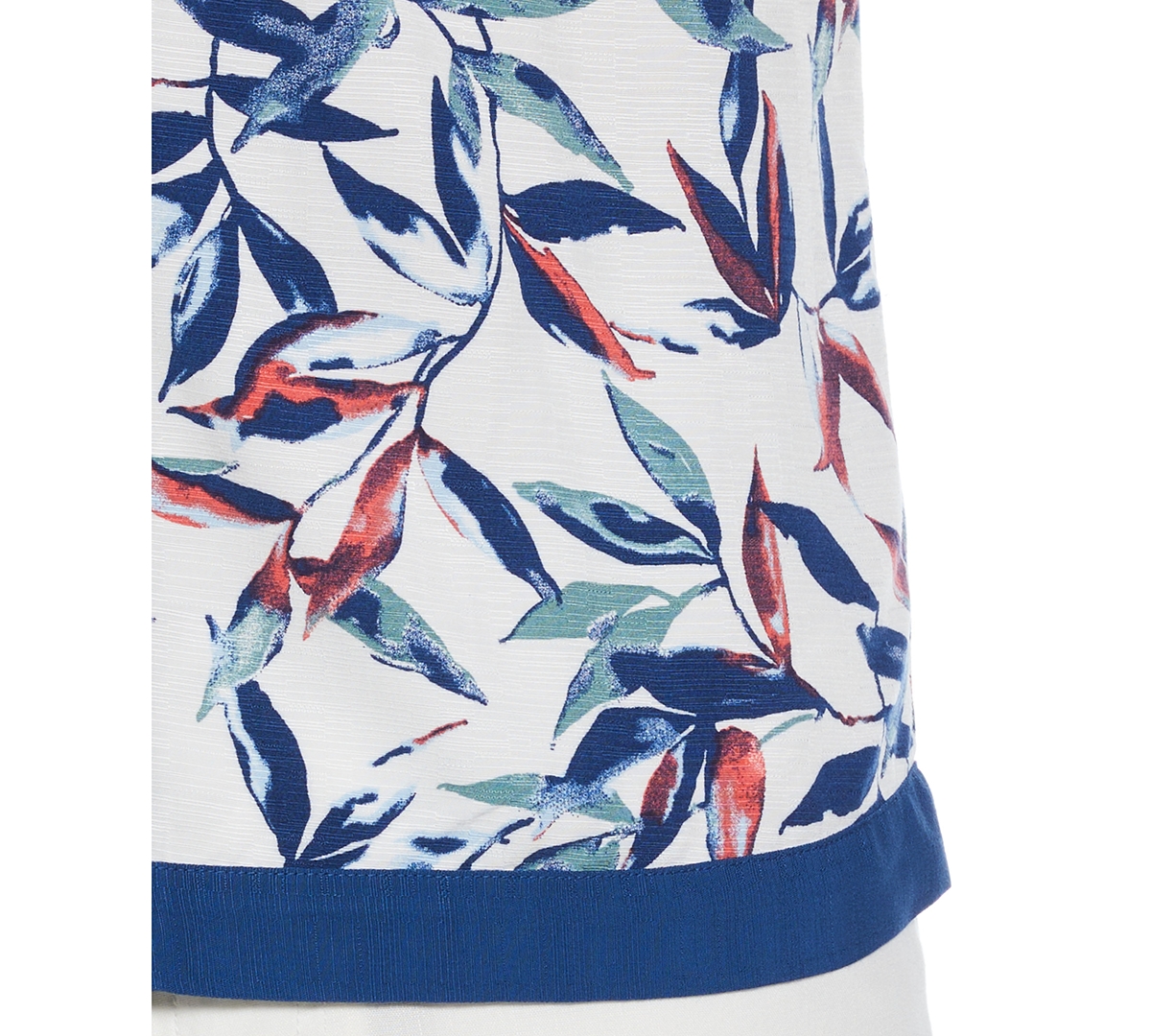 Cubavera Men's Textured Short Sleeve Button-Front Watercolor Leaf Print Camp Shirt