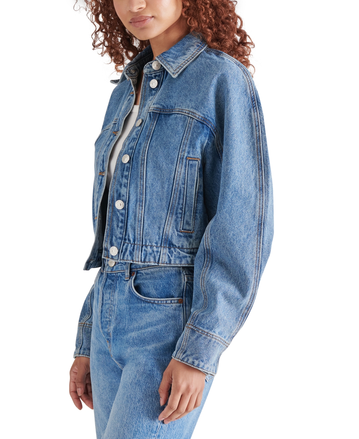 Steve Madden Women's Adriane Cotton Cropped Trucker Jacket