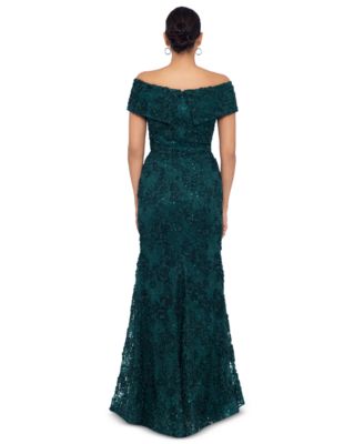 Petite Off-The-Shoulder Lace Gown