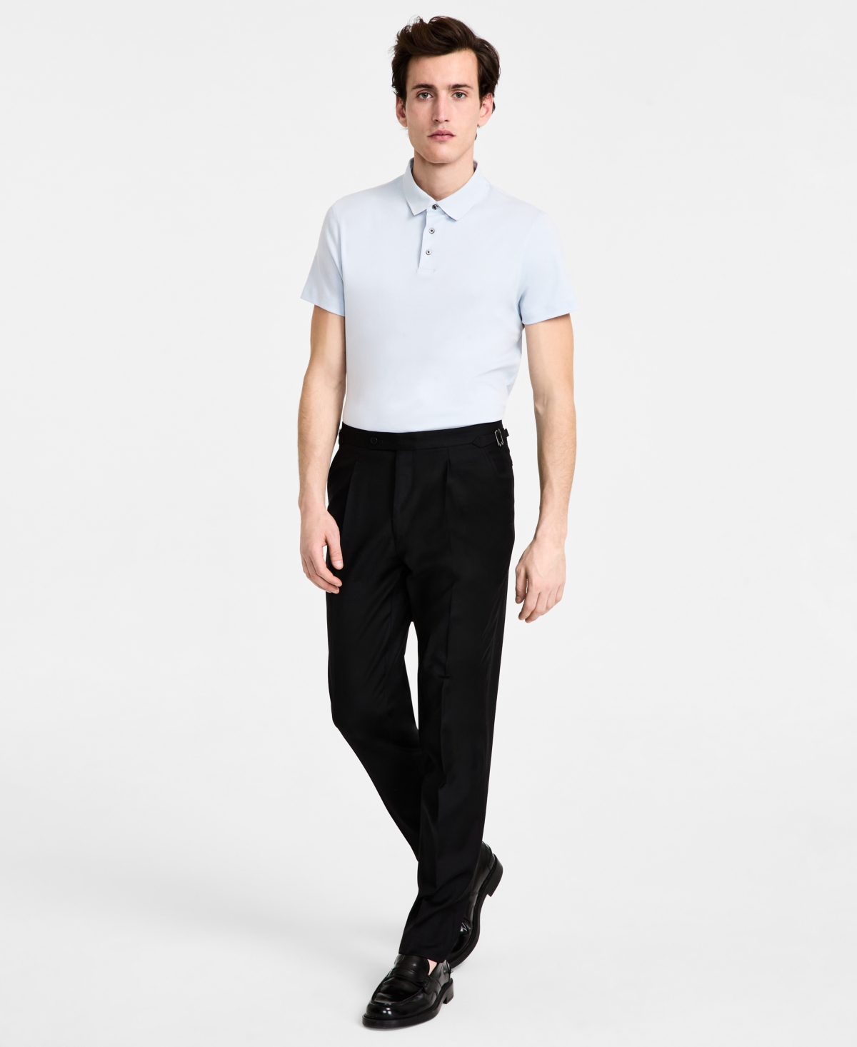 Men's Slim-Fit Wool Dress Pants - Black