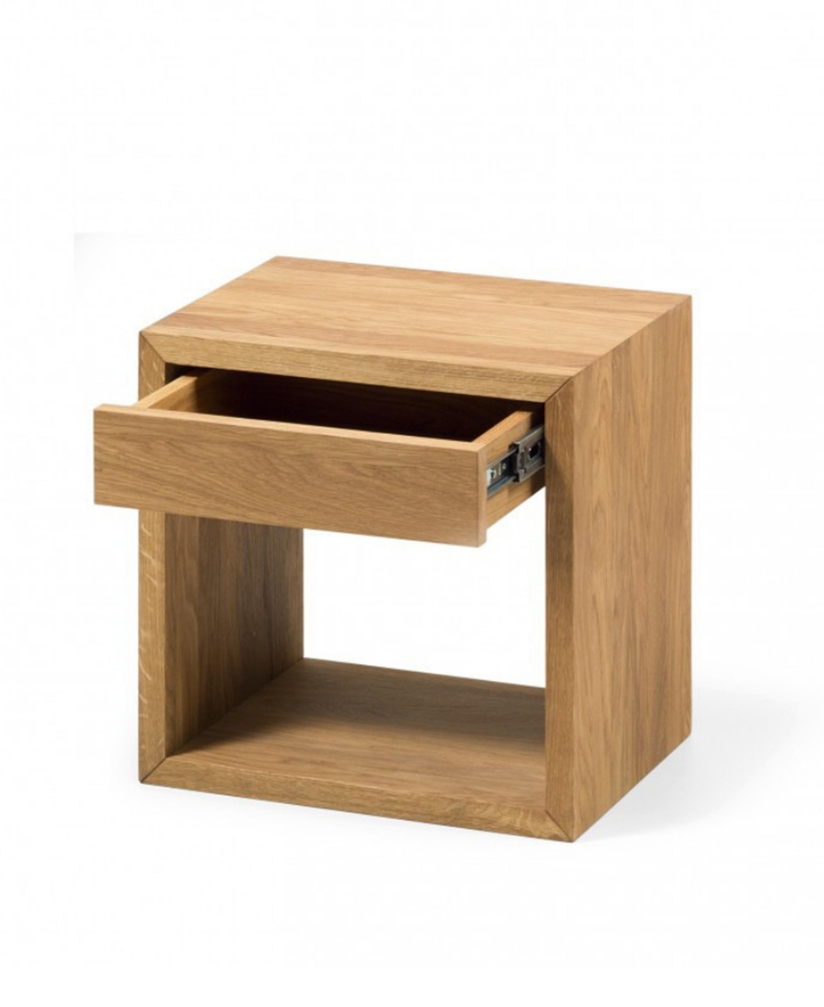Woodek Solid Oak Nightstand With Drawer Medium, Unfinished Oak - Bedside Table For Bedroom