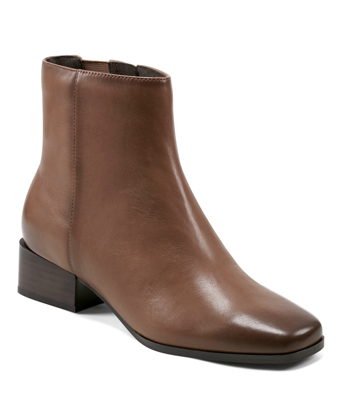 Easy Spirit Sidney Womens Zipper Leather Booties In Dark Taupe Leather