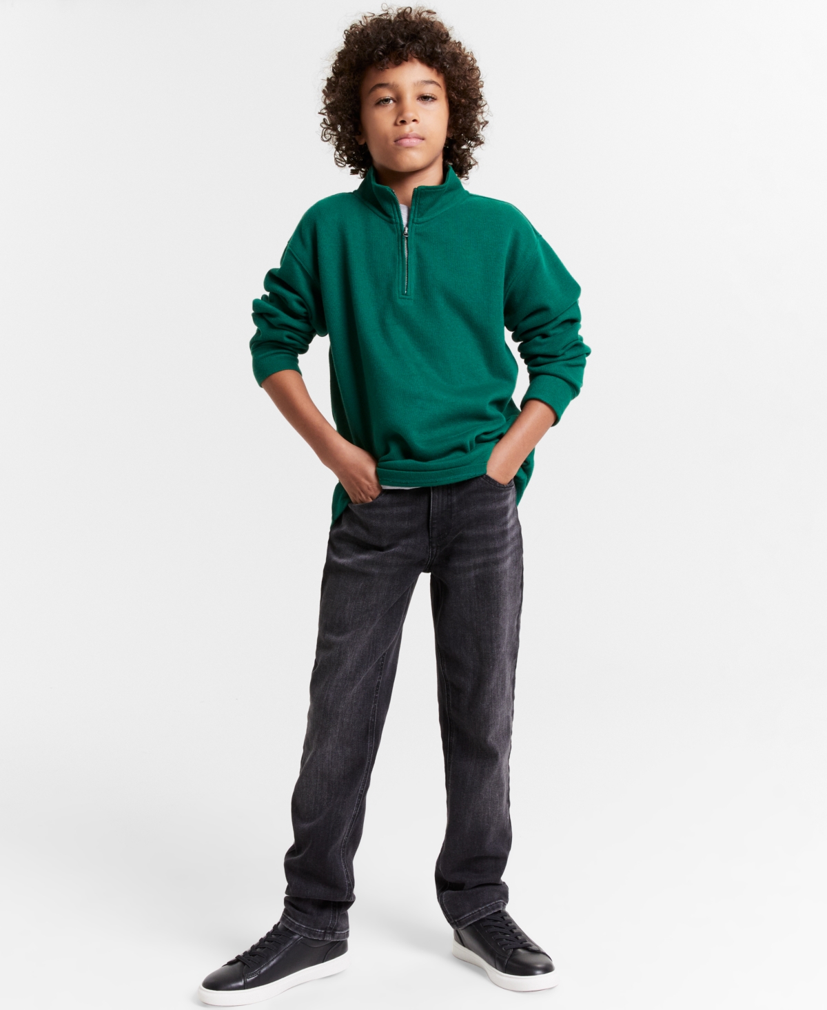 Epic Threads Little And Big Boys Quarter Zip Sweatshirt In Blue
