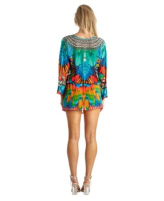 Women's drawstring elasic waist short dress