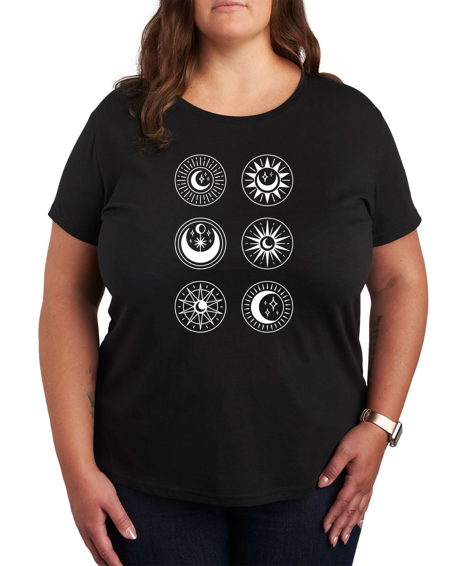 Sun Moon Grid Plus Size Graphic Tee