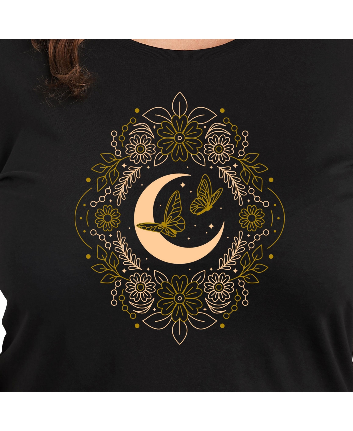 Hybrid Apparel Golden Moon Plus Size Graphic Tee In Black