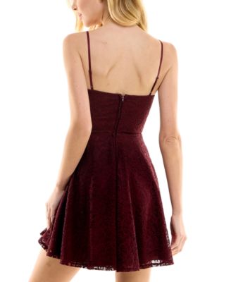 Juniors' Adjustable Lace Mini Dress