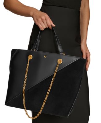 Setauket Leather & Suede Tote with Chain Strap