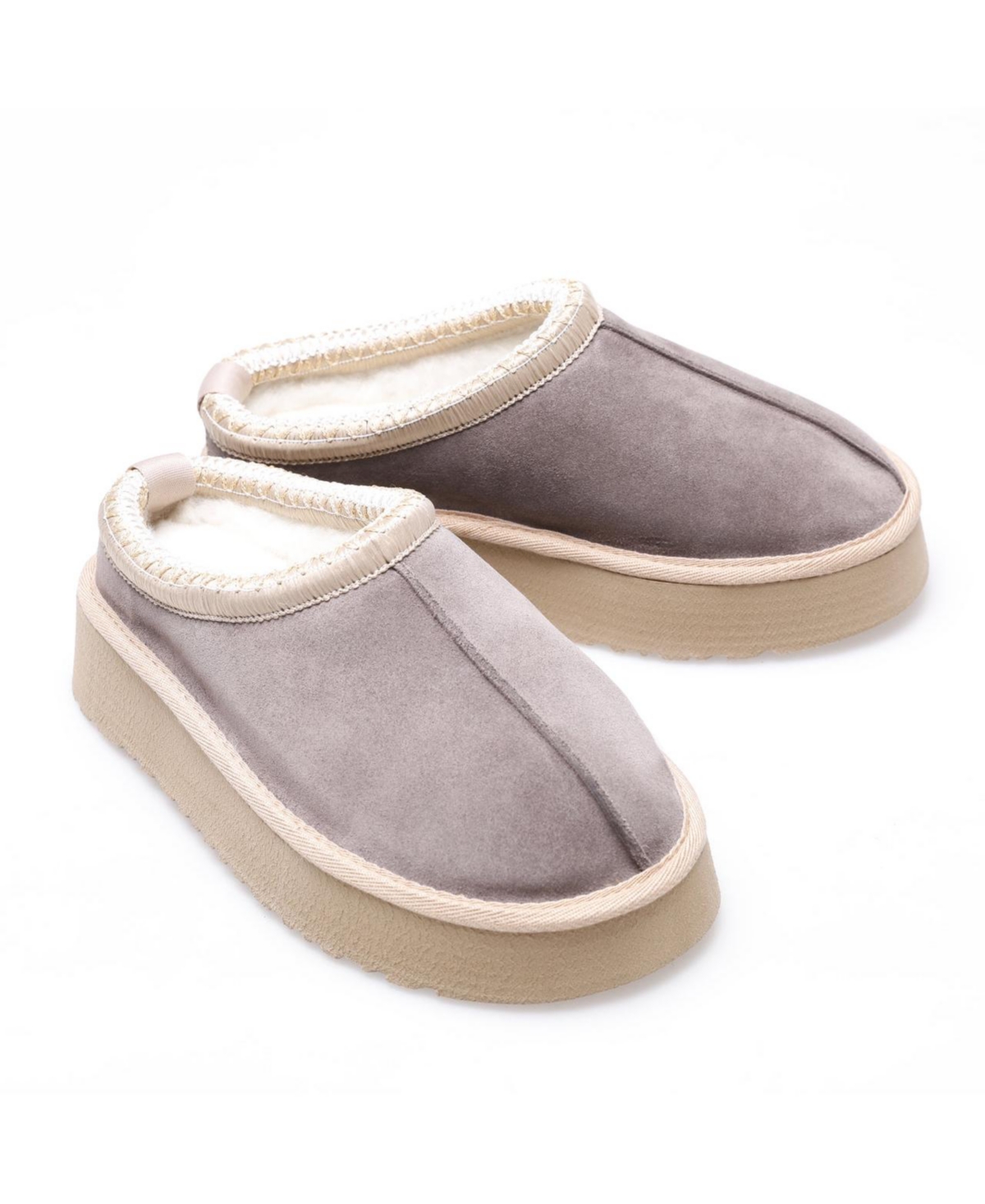 Furniq Uk Women's Mini Sheepskin Slippers,Suede - Grey