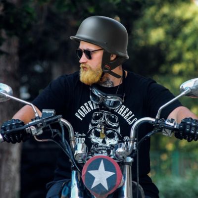 RUN-G DOT German Style Motorcycle Half Helmet Open Face Cruiser Chopper Biker Skull Cap Helmet