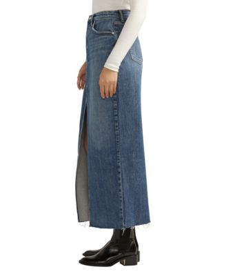 Women's Front-Slit Maxi Jean Skirt