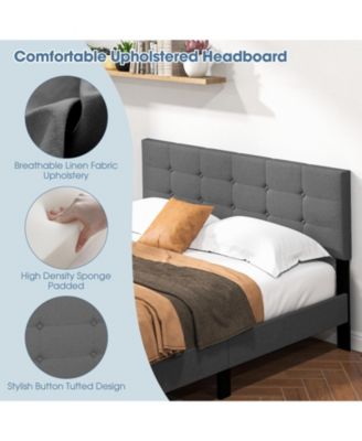 Queen Size Upholstered Platform Bed with Button Tufted Headboard