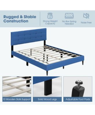 Queen Size Upholstered Platform Bed with Button Tufted Headboard