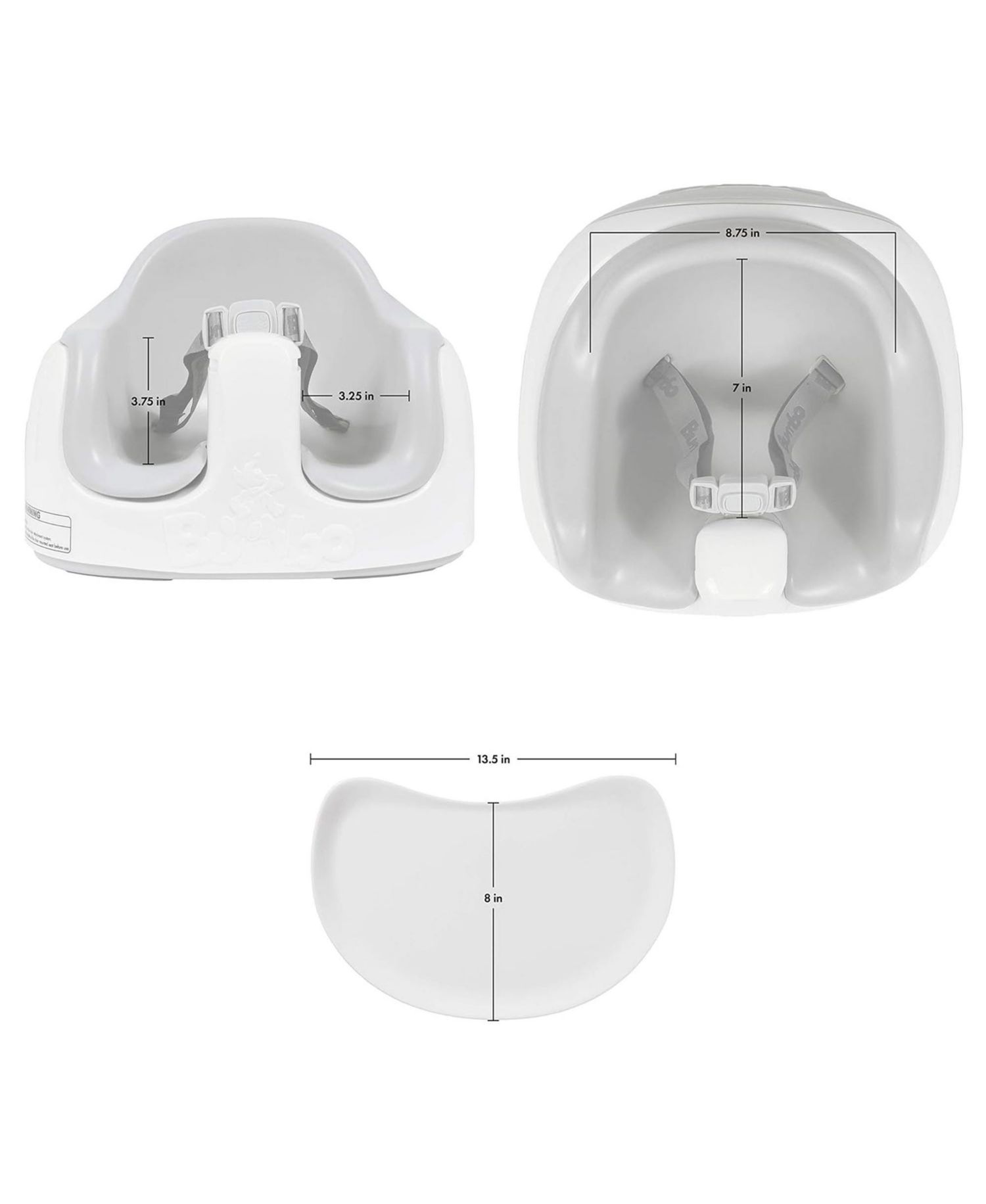 Baby Toddler Adjustable 3-in-1 Booster Seat/High Chair & Tray, Cool Gray