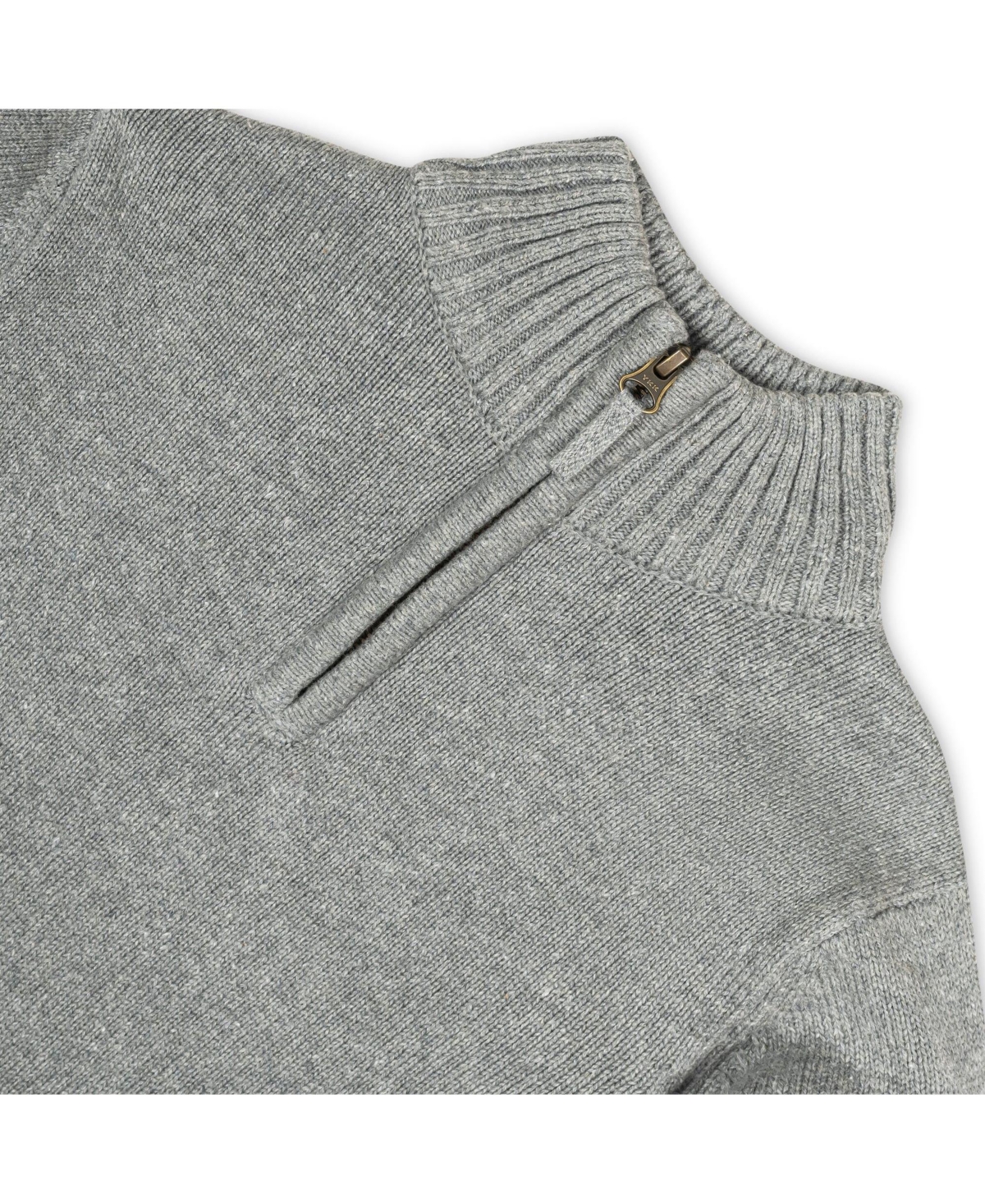 Hope & Henry Boys Organic Long Sleeve Half Zip Pullover Sweater - Dark gray heather with flecks