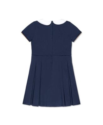Baby Girls Pleated Ponte Dress with Peter Pan Collar