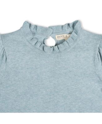 Baby Girls Puff Sleeve Ruffle Edge Sweater