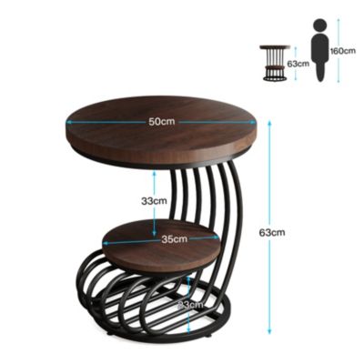 Vintage Arc Frame 2-Tier Round End Table Set