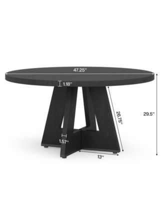47" Round Wood Dining Table – Farmhouse Kitchen Table for 4 with Wooden Top and Legs