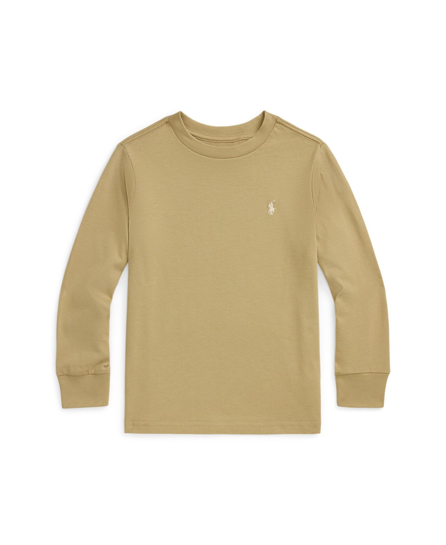 Футболка Polo Ralph Lauren Cotton Jersey Long-Sleeve T-shirt для мальчиков, цвет: Хаки — фото 1