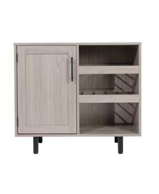 Aloise Bar And Sideboard With Storage Cabinet, Hanging Stemware Holders And Bottle Storage