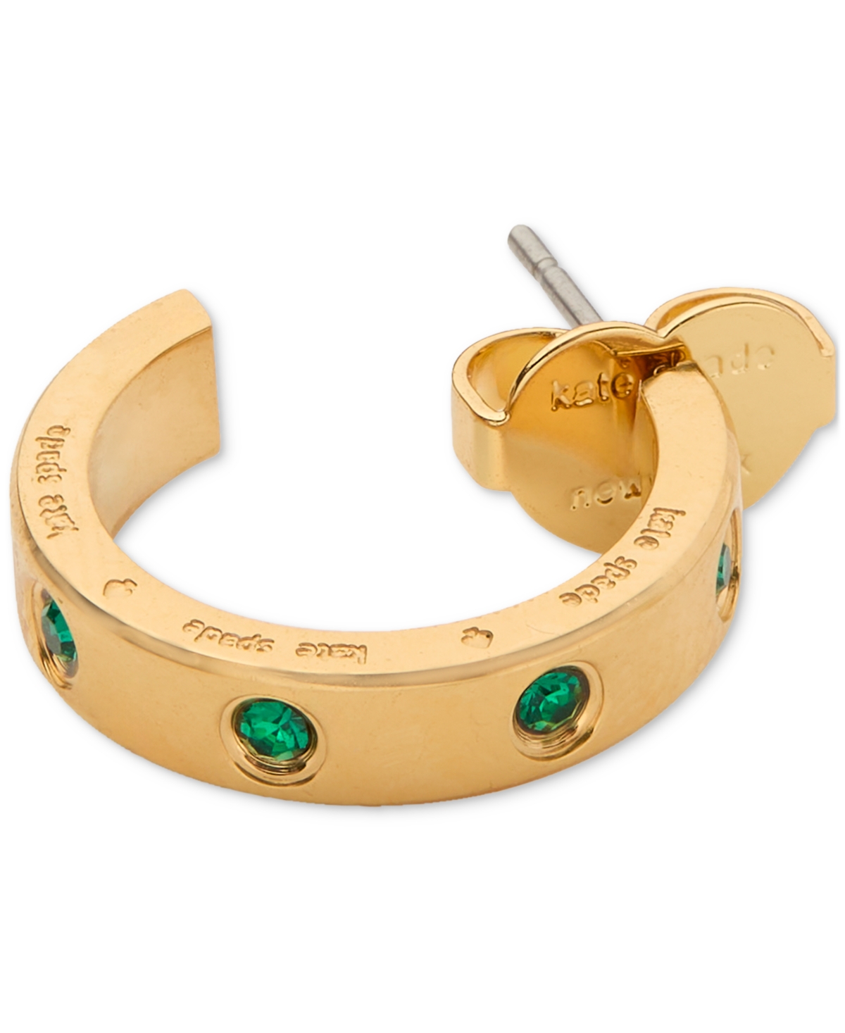 Kate Spade New York Gold-Tone Stainless Steel Small Color Pave Huggie Hoop Earrings, 0.68