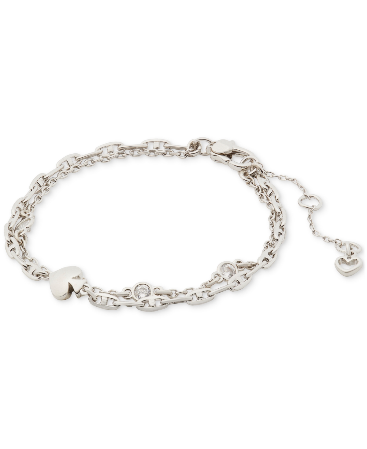 KATE SPADE SPADE CHARM & CUBIC ZIRCONIA DOUBLE CHAIN BRACELET 