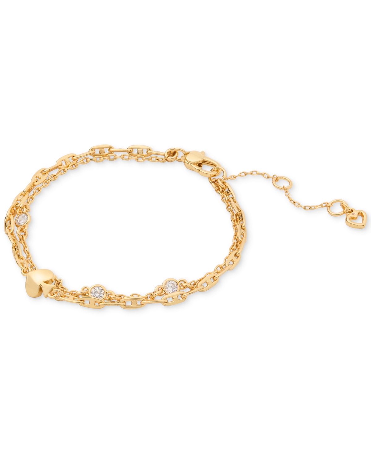 KATE SPADE SPADE CHARM & CUBIC ZIRCONIA DOUBLE CHAIN BRACELET 