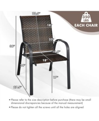 Set of 6 Outdoor PE Wicker Stackable Chairs with Sturdy Steel Frame