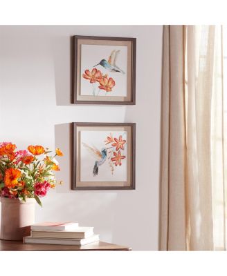 Framed Hummingbird Print (Set of 2) 12"SQ MDF/Canvas/Plastic