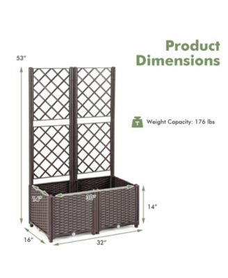 PE Rattan Raised Garden Bed with Trellis Planter Box for Climbing Plants