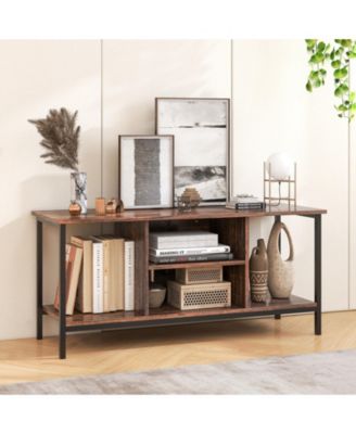 TV Stand Entertainment Center with Open Storage Shelves and Power Outlets to 50 Inches