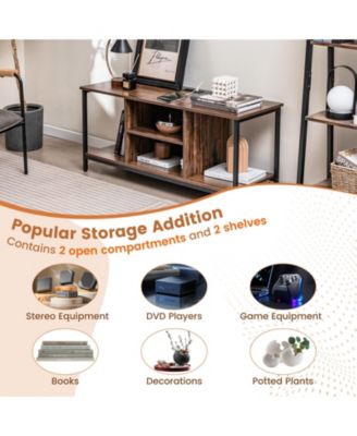 TV Stand Entertainment Center with Open Storage Shelves and Power Outlets to 50 Inches