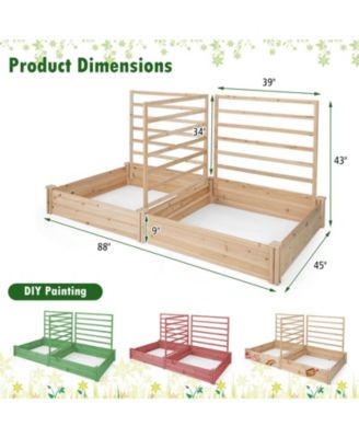 Raised Garden Bed with 2 Planter Boxes and 3 Trellis-Natural