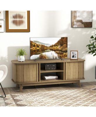 TV Stand for 55-Inch TV Media Console Table with Dual Sliding Doors