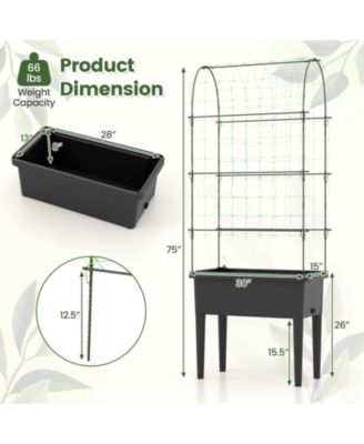 Self-watering Raised Garden Bed Elevated Planter with Climbing Trellis