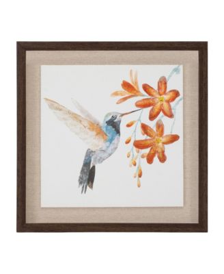Framed Hummingbird Print (Set of 2) 12"SQ MDF/Canvas/Plastic