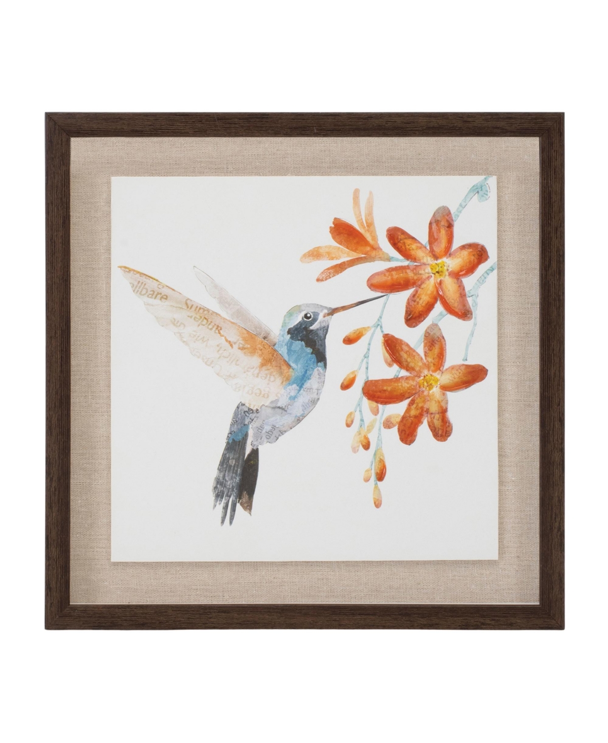Slickblue Framed Hummingbird Print (Set of 2) 12"Sq Mdf/Canvas/Plastic