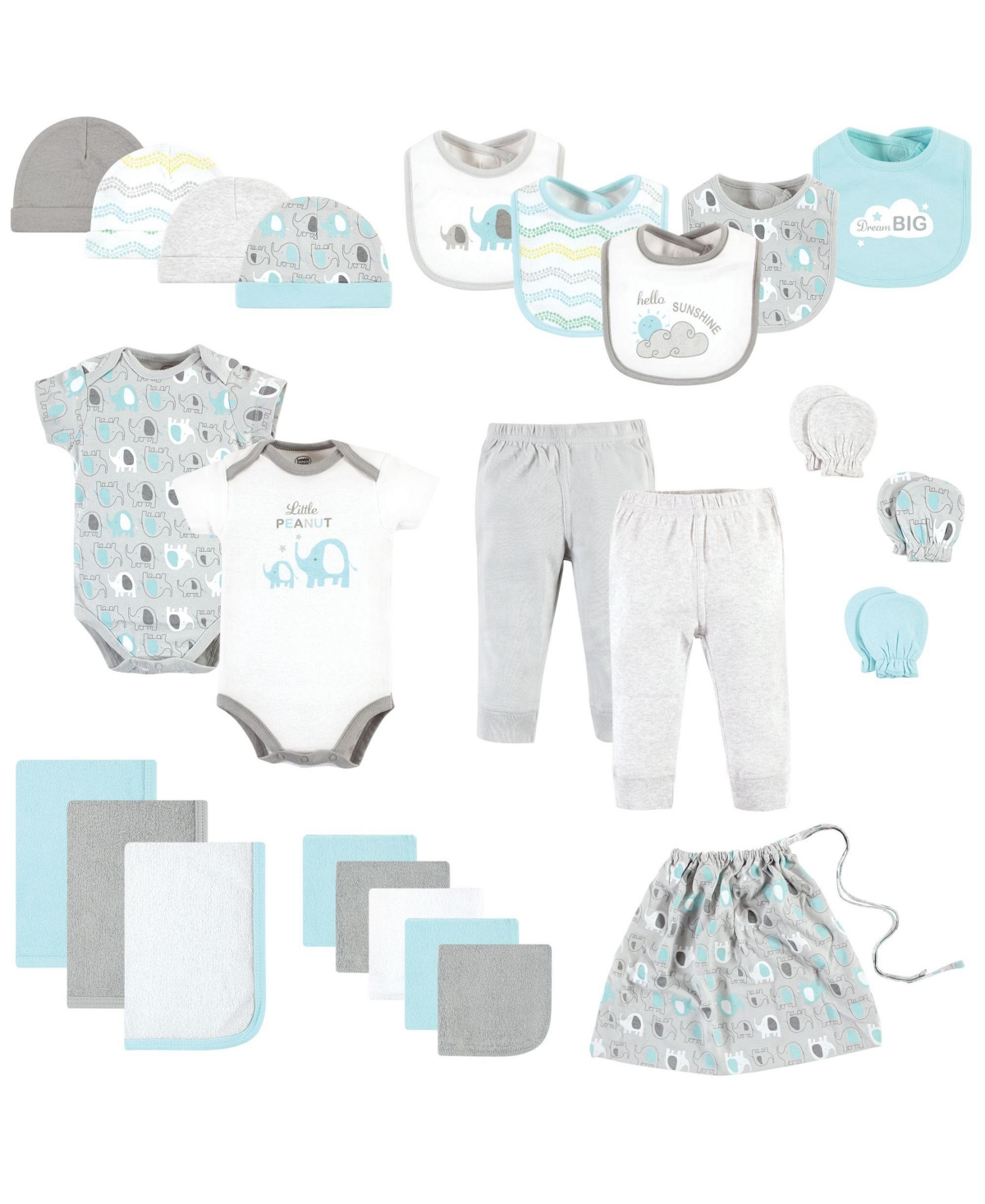 Luvable Friends Baby Boys Layette Starter Set 25pc Basic Elephant, 0-6 Months