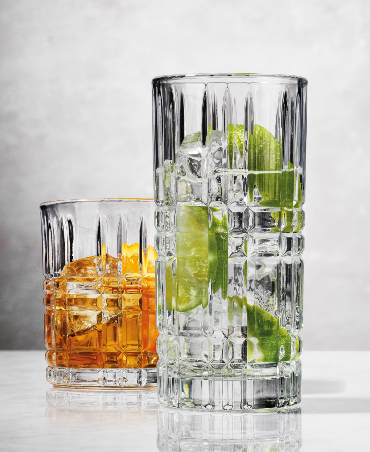 Godinger Set Of 4 Double Old Fashioned Glasses And 4 Highballs Glasses In Clear