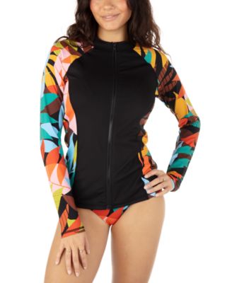 Juniors Jungle Beach Rash Guard Reversible Bikini Bottoms