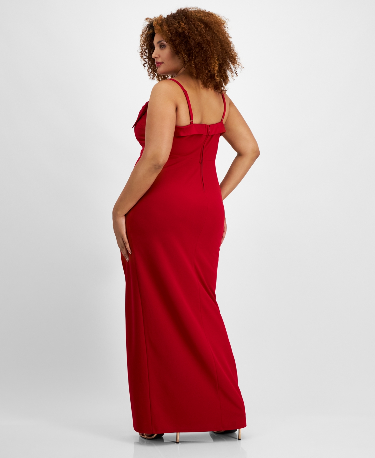 City Studios Trendy Plus Size Bow-Trim Gown