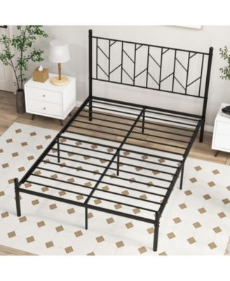 Queen Size Platform Bed Frame with Sturdy Metal Slat Support