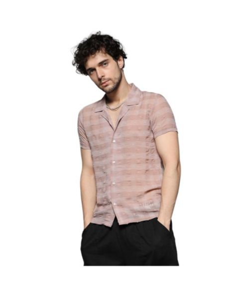 Мужская рубашка Cahoot Campus Sutra Brown Self-Design Buffalo Check, цвет: Бежевый / Хаки