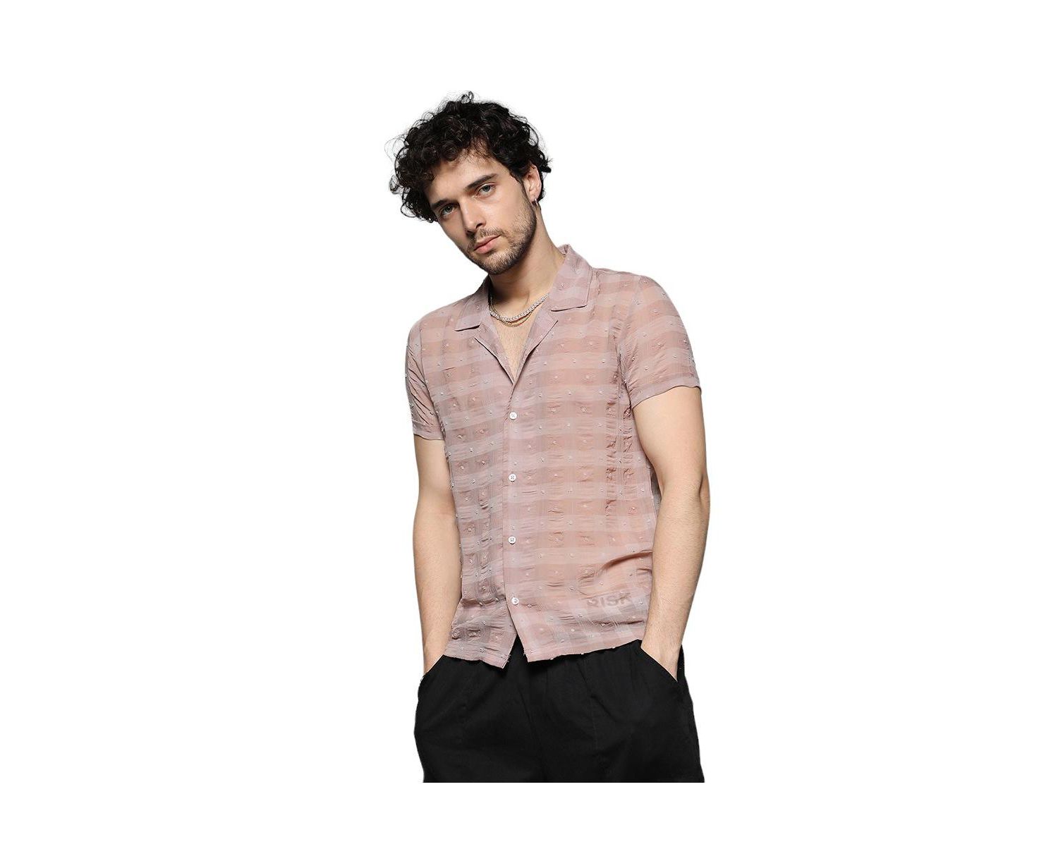 Men's Brown Self-Design Buffalo Check Shirt