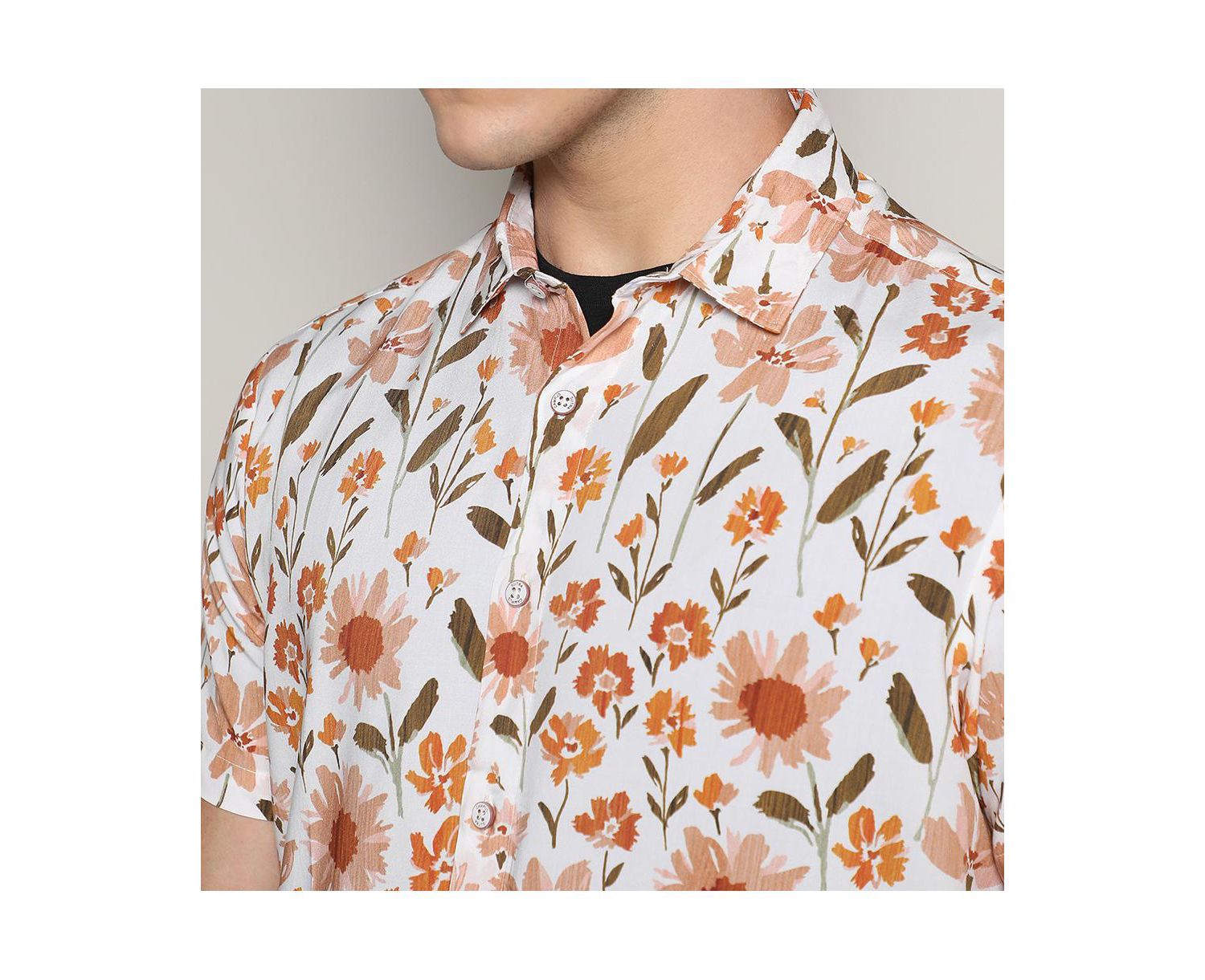 Men's Orange Flower Shirt